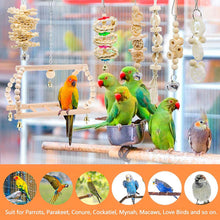 Load image into Gallery viewer, Natural Wooden Parrots Swing Toy Birds Parakeet Perch Hanging Swings Cage With Colorful Beads Bells Toys Parrot Cage Decoration Bird Supplies
