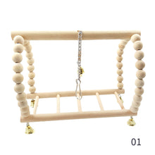 Load image into Gallery viewer, Natural Wooden Parrots Swing Toy Birds Parakeet Perch Hanging Swings Cage With Colorful Beads Bells Toys Parrot Cage Decoration Bird Supplies
