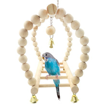 Load image into Gallery viewer, Natural Wooden Parrots Swing Toy Birds Parakeet Perch Hanging Swings Cage With Colorful Beads Bells Toys Parrot Cage Decoration Bird Supplies
