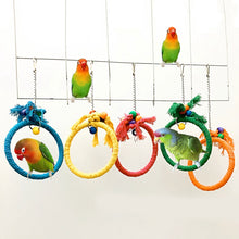 Load image into Gallery viewer, Pet Parrot Birds Cage Toy Cotton Rope Circle Ring Stand Chewing Bite Hanging Swing Climbing Play Toys for Cockatiel Parakeet
