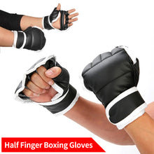 Load image into Gallery viewer, Half Finger Training Boxing Gloves PU Leather Fighting Kick Boxing Gloves Karate Muay Thai Workout Gloves
