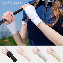 Load image into Gallery viewer, 1Pair Ice Silk Golf Half Finger Glove Sunscreen Breathable Gloves Sun Protector Gloves
