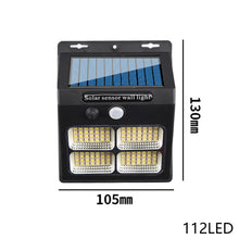 Load image into Gallery viewer, 112LED Upgrade Solar Wall Lights Outdoor Solar Lamp PIR Motion Sensor Solar Powered Sunlight Street Light for Garden Light
