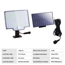 Load image into Gallery viewer, 106LED Outdoor Solar Light Motion Sensor Wall Lights Split Solar Ligts 4 Light Modes IP65 Waterproof Solar Lamp for Home Garden
