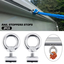 Load image into Gallery viewer, 2Pcs RV Caravan Awning Rail Stoppers Stops Motorhome Campervan Silver Stainless Steel M4 Camper Parts
