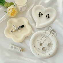 Load image into Gallery viewer, Ins Plate Heart Circle Gypsum Jewelry Plate Snacks Dessert Storage Tray Enamel Trinket Dish Photography Props
