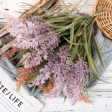 Load image into Gallery viewer, Artificial Flowers Flocked Plastic Lavender Bundle Fake Plants Wedding Bouquet Indoor Outdoor Home Kitchen Office Table
