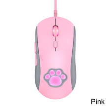Load image into Gallery viewer, CW918 RGB Wired Mouse with Cute Cat Paw 6 Levels Adjustable 7200 DPI Precise Optical Silent Gaming Mice
