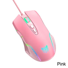 Load image into Gallery viewer, CW905 Pink Wired Gaming Mouse 7 Programmable Buttons 6 Levels Adjustable DPI 7 RGB Lighting Modes Ergonomic Mice for PC
