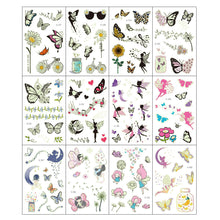 Load image into Gallery viewer, Cartoon Children Butterfly Glow-in-the-dark Tattoo Sticker Waterproof Temporary Tattoo Stickers Flower Women Fairy Child Tattoo Sticker

