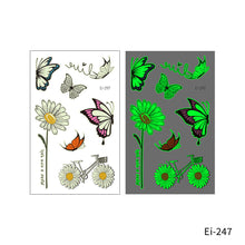 Load image into Gallery viewer, Cartoon Children Butterfly Glow-in-the-dark Tattoo Sticker Waterproof Temporary Tattoo Stickers Flower Women Fairy Child Tattoo Sticker
