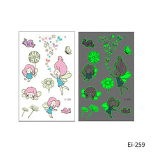 Load image into Gallery viewer, Cartoon Children Butterfly Glow-in-the-dark Tattoo Sticker Waterproof Temporary Tattoo Stickers Flower Women Fairy Child Tattoo Sticker
