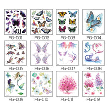 Load image into Gallery viewer, Cartoon Butterfly Temporary Wings Waterproof Tattoo Sticker for Fashion Women Girls Body Finger Art Flowers Tattoo Sticker
