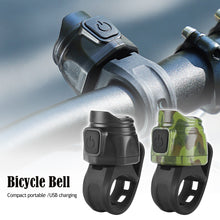 Load image into Gallery viewer, 6 Modes USB Rechargeable Bicycle Electric Bell Horn Handlebar MTB Road Cycling Anti-theft Alarm Horn Motorcycle Bike Accessories
