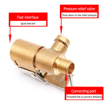 Load image into Gallery viewer, Car Tire Air Chuck Inflator Pump Valve Connector Clip-on Adapter Car Brass 8mm Tyre Wheel Valve For Inflatable Pump
