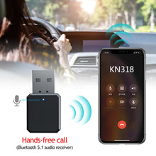 Load image into Gallery viewer, USB Bluetooth-compatible 5.1 Audio Receiver Dual Output AUX USB Stereo Car Hands-free Call Built-in Wireless Microphone Mic Adapter
