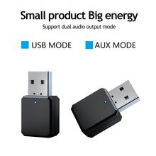 Load image into Gallery viewer, USB Bluetooth-compatible 5.1 Audio Receiver Dual Output AUX USB Stereo Car Hands-free Call Built-in Wireless Microphone Mic Adapter
