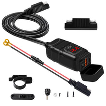 Load image into Gallery viewer, QC3.0 Motorcycle USB Charger Handlebar Fast Charging Waterproof 12V Autocycle USB Socket Adapter With Voltmeter Motorcycle Accessories
