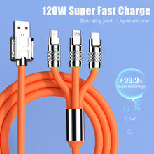 Load image into Gallery viewer, 3 IN 1 Zinc Alloy Charging Cable 120W 6A Super Fast Charger USB Protecetion For Micro Type-C With Indicate Light 480 Mbps Transmission
