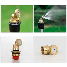 Load image into Gallery viewer, 1/2" Misting Nozzle Brass Atomizing Spray Fitting Nebulizer Hose Connector Water Sprinkler Adjustable for Garden Lawn Irrigation
