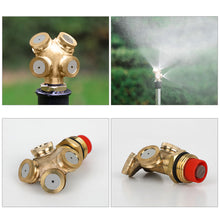 Load image into Gallery viewer, 1/2" Misting Nozzle Brass Atomizing Spray Fitting Nebulizer Hose Connector Water Sprinkler Adjustable for Garden Lawn Irrigation
