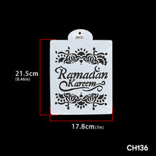 Load image into Gallery viewer, 1Pc Ramadan Eid Mubarak Moon Star Spray Stencils Cake Topper Decor Ramadan Decoration Baking Tools Mould Party Muslim Islamic
