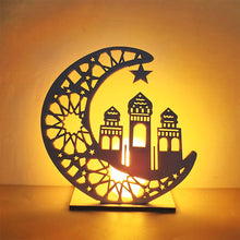 Load image into Gallery viewer, Wooden EID Mubarak LED Light Decoration Ramadan Mubarak Ornaments Islamic Muslim Pendant Eid Al Adha Party Supplies
