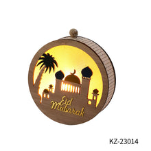 Load image into Gallery viewer, Wooden EID Mubarak LED Light Decoration Ramadan Mubarak Ornaments Islamic Muslim Pendant Eid Al Adha Party Supplies
