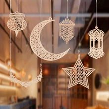 Load image into Gallery viewer, Eid Mubarak Decor Wooden Hanging Pendant Star Moon DIY Ornament Ramadan Kareem Gift Al Adha Islam Muslim Party Supplies
