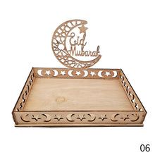 Load image into Gallery viewer, Wooden Ramadan Eid Mubarak Food Tray for Home Cake Display Islam Muslim Eid Al Adha Party Supplies Ramadan Kareem Eid Gifts
