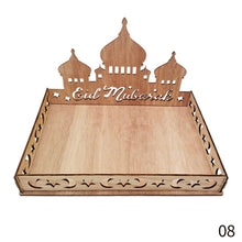 Load image into Gallery viewer, Wooden Ramadan Eid Mubarak Food Tray for Home Cake Display Islam Muslim Eid Al Adha Party Supplies Ramadan Kareem Eid Gifts
