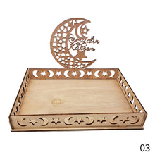 Load image into Gallery viewer, Wooden Ramadan Eid Mubarak Food Tray for Home Cake Display Islam Muslim Eid Al Adha Party Supplies Ramadan Kareem Eid Gifts

