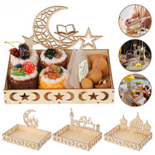 Load image into Gallery viewer, Wooden Ramadan Eid Mubarak Food Tray for Home Cake Display Islam Muslim Eid Al Adha Party Supplies Ramadan Kareem Eid Gifts
