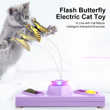 Load image into Gallery viewer, Automatic Electric Rotating Cat Toy with Bell Ball Colorful Butterfly Shape Plastic Funny Pet Kitten Interactive Training Toys
