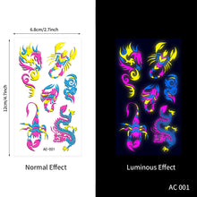 Load image into Gallery viewer, Creative Fluorescent Arm Face Tattoo Stickers Waterproof Club Party Geometric Dragon Rose Luminous Arm Tattoo Stickers
