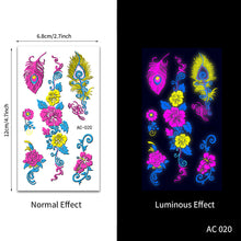 Load image into Gallery viewer, Creative Fluorescent Arm Face Tattoo Stickers Waterproof Club Party Geometric Dragon Rose Luminous Arm Tattoo Stickers
