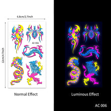 Load image into Gallery viewer, Creative Fluorescent Arm Face Tattoo Stickers Waterproof Club Party Geometric Dragon Rose Luminous Arm Tattoo Stickers
