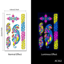 Load image into Gallery viewer, Creative Fluorescent Arm Face Tattoo Stickers Waterproof Club Party Geometric Dragon Rose Luminous Arm Tattoo Stickers
