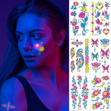 Load image into Gallery viewer, Creative Fluorescent Arm Face Tattoo Stickers Waterproof Club Party Geometric Dragon Rose Luminous Arm Tattoo Stickers
