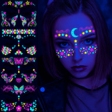 Load image into Gallery viewer, Creative Fluorescent Arm Face Tattoo Stickers Waterproof Music Festival Geometric butterfly Luminous Arm Tattoo Stickers
