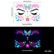 Load image into Gallery viewer, Creative Fluorescent Arm Face Tattoo Stickers Waterproof Music Festival Geometric butterfly Luminous Arm Tattoo Stickers
