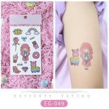 Load image into Gallery viewer, Cute Cartoon Glitter Tattoo Sticker Kids Temporary Tattoo Sticker Girls Waterproof Princess Bear Colorful Tattoo Stickers
