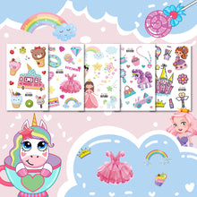 Load image into Gallery viewer, Cute Cartoon Glitter Tattoo Sticker Kids Temporary Tattoo Sticker Girls Waterproof Princess Bear Colorful Tattoo Stickers
