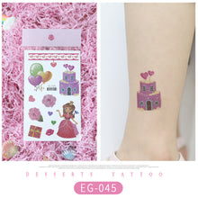 Load image into Gallery viewer, Cute Cartoon Glitter Tattoo Sticker Kids Temporary Tattoo Sticker Girls Waterproof Princess Bear Colorful Tattoo Stickers
