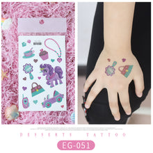 Load image into Gallery viewer, Cute Cartoon Glitter Tattoo Sticker Kids Temporary Tattoo Sticker Girls Waterproof Princess Bear Colorful Tattoo Stickers
