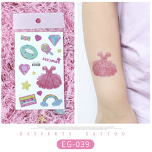 Load image into Gallery viewer, Cute Cartoon Glitter Tattoo Sticker Kids Temporary Tattoo Sticker Girls Waterproof Princess Bear Colorful Tattoo Stickers

