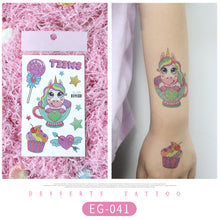 Load image into Gallery viewer, Cute Cartoon Glitter Tattoo Sticker Kids Temporary Tattoo Sticker Girls Waterproof Princess Bear Colorful Tattoo Stickers
