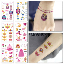 Load image into Gallery viewer, Cute Cartoon Princess Glitter Tattoo Sticker Kids Temporary Tattoo Sticker Girls Waterproof Party Glitter Tattoo Sticker

