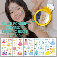 Load image into Gallery viewer, Cute Cartoon Princess Glitter Tattoo Sticker Kids Temporary Tattoo Sticker Girls Waterproof Party Glitter Tattoo Sticker
