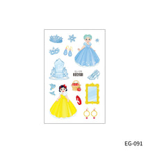 Load image into Gallery viewer, Cute Cartoon Princess Glitter Tattoo Sticker Kids Temporary Tattoo Sticker Girls Waterproof Party Glitter Tattoo Sticker
